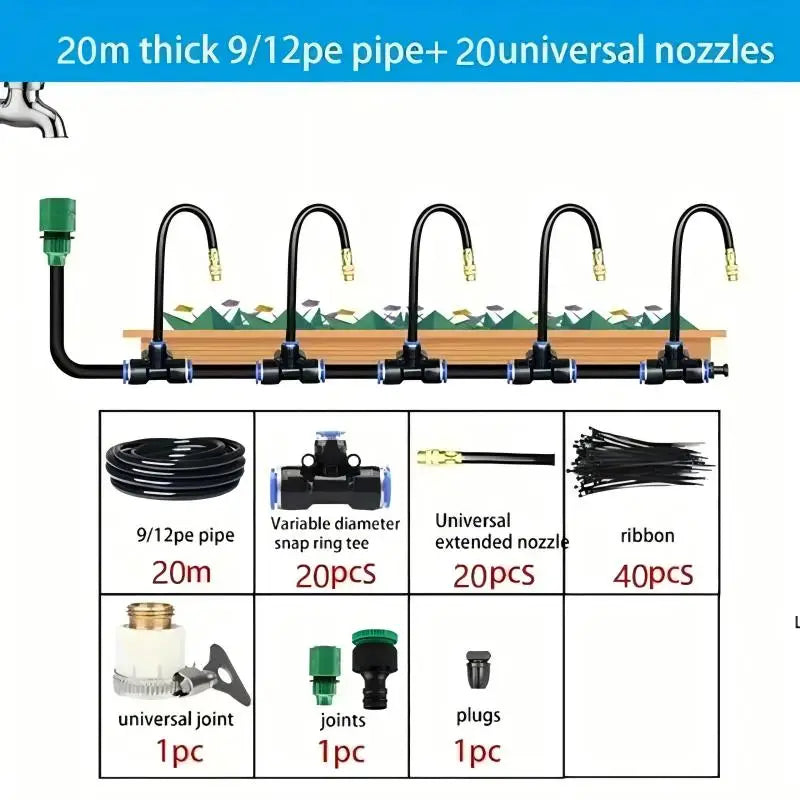 Automatic Irrigation Sprinkler Kit | Rotating Copper Nozzle | 5m, 10m, 20m | StriveRiseFit