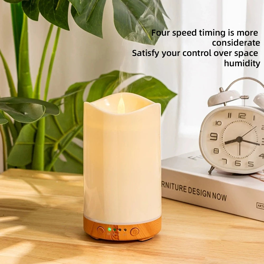 Candle Design Humidifier, Aroma Therapy, Timer, 7-Color LED, 3 Essential Oils for Relaxation
