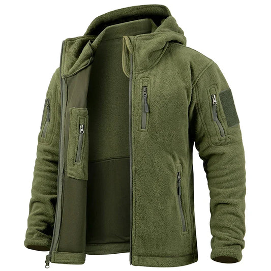 Men's Hunting Fleece Jacket - Tactical Winter Warm Full Zip Military Hoodie