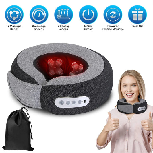Shiatsu Neck Massager Pillow | 12 Heads, Heat, 2200mAh, Carry Bag | StriveRiseFit