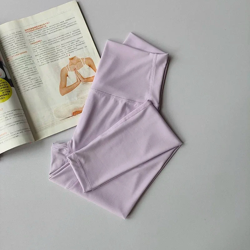 Women's High-Waist Yoga Exercise Pants Tight Fitting High Elasticity Gauntlet Line Nude Feeling Hip Lifting Gym Trousers