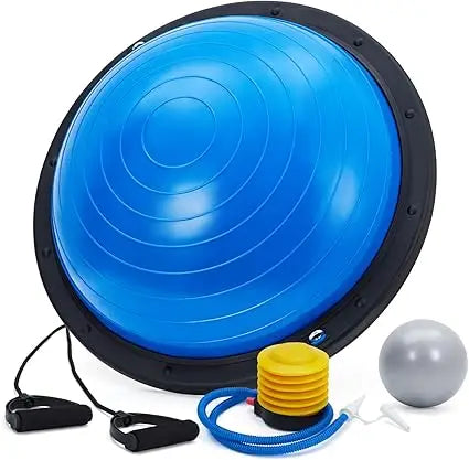 60cm Half Exercise Ball Balance Trainer Non-Slip Base 2 Bands Pump Included | StriveRiseFit