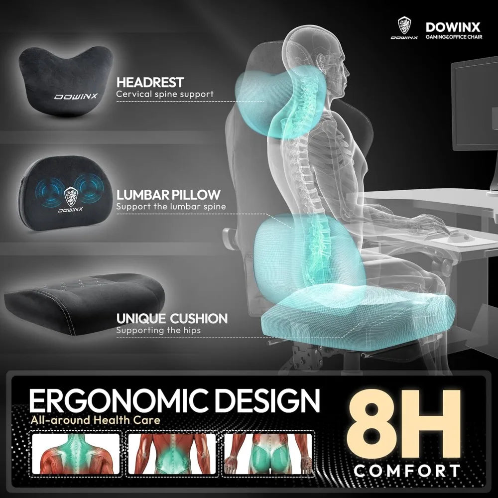 Dowinx Fabric Gaming Chair with Heated Massage - Big & Tall Gamer Chair