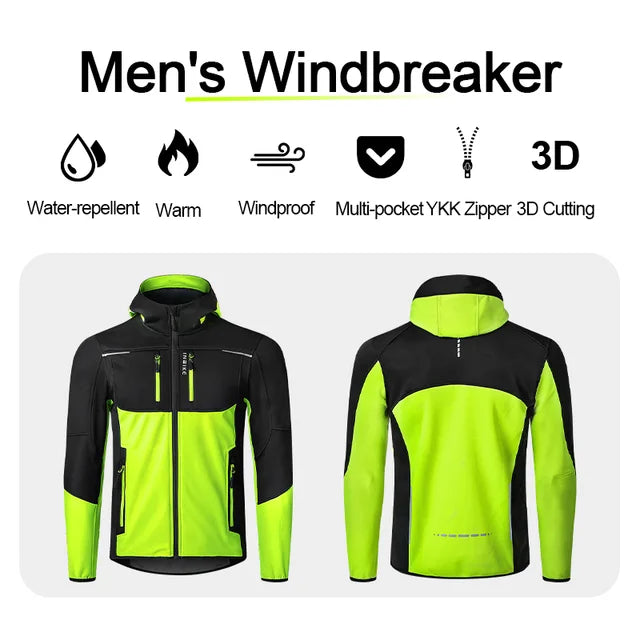 INBIKE Men's Winter Cycling Jacket With Hood ~ Warm Fleece Windbreaker, Windproof ~  Outdoor Man Cycling Clothing Hiking