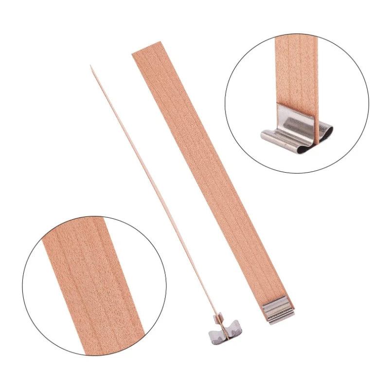 Wooden Candle Wicks with Metal Clip Base, 30 & 50-Pack | StriveRiseFit