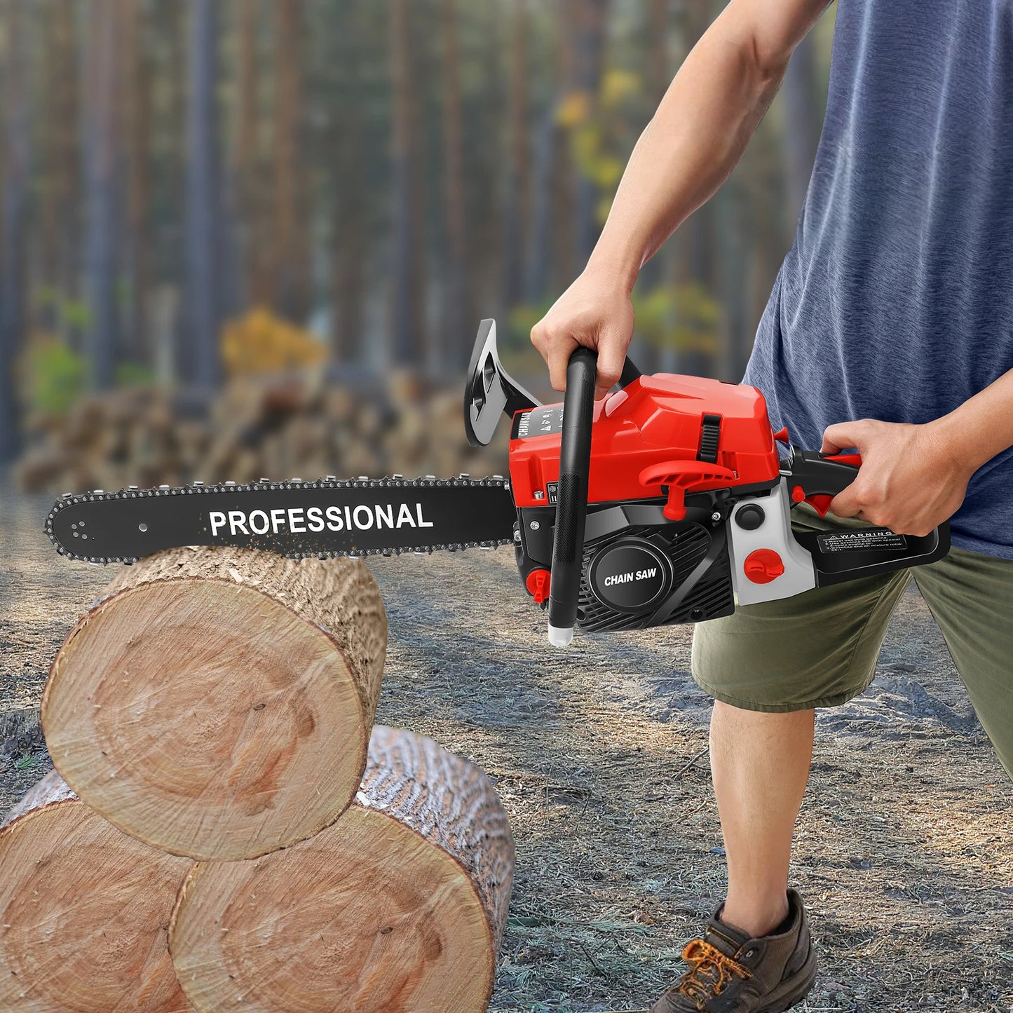 20-Inch Gas Chainsaw | 58cc 2-Stroke | 3.5HP | Auto Lube | Gardens & Farms | StriveRiseFit