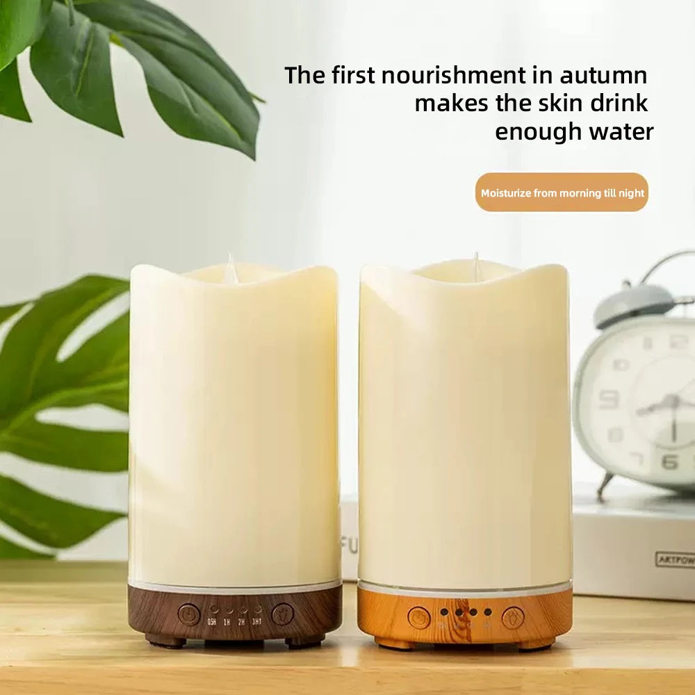Candle Design Humidifier, Aroma Therapy, Timer, 7-Color LED, 3 Essential Oils for Relaxation