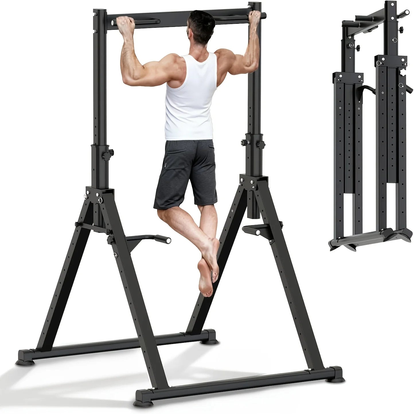 Adjustable Power Tower Pull Up & Dip Station, 10-Level Height | StriveRiseFit