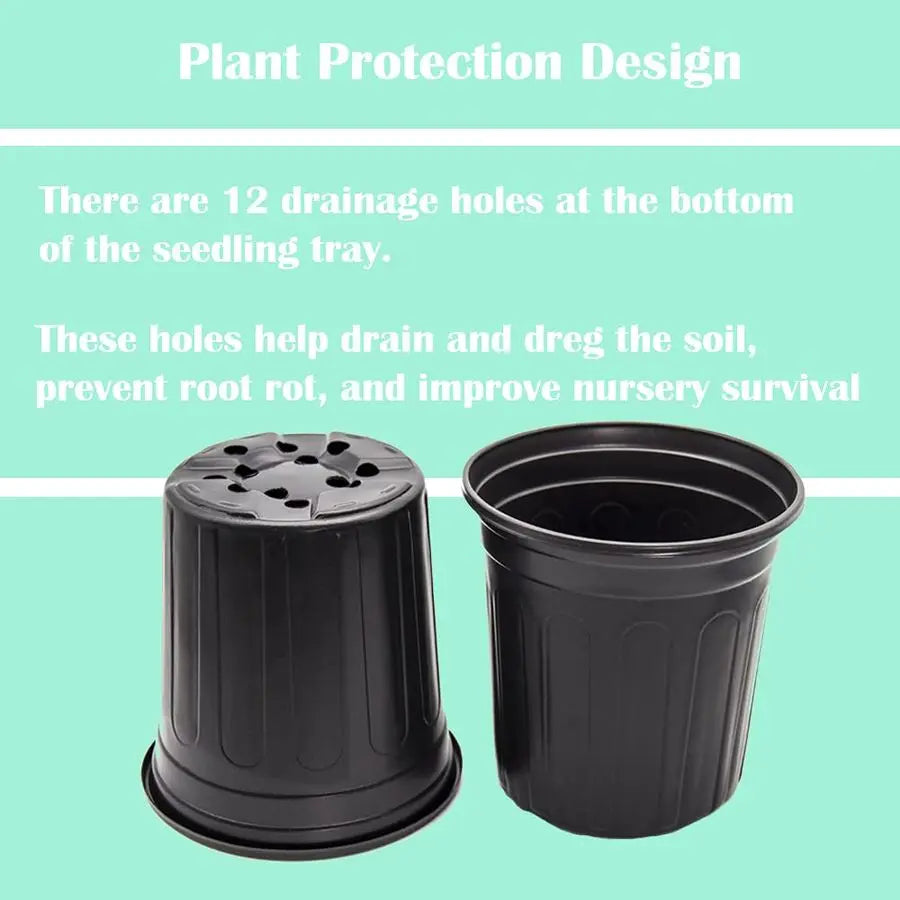 1-Gallon Plastic Nursery Pots | 100-Pack | Drainage Holes | Flexible & Stackable | StriveRiseFit