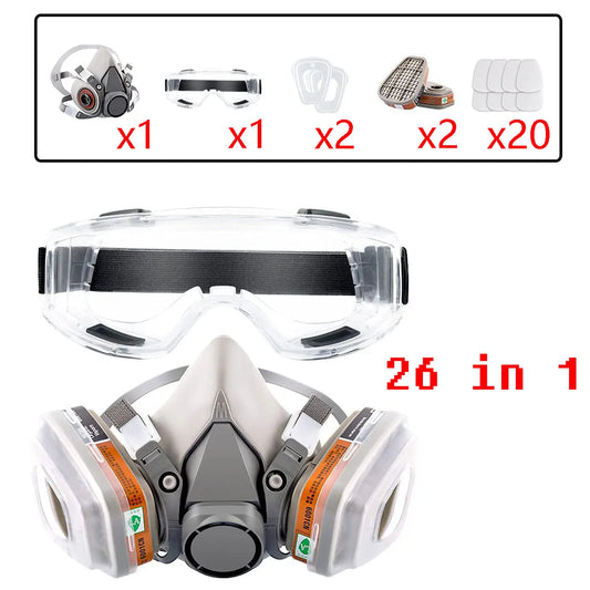 Half Face Respirator | 6200 Series 26-in-1 Kit, Organic Vapor & Dust Protection — Paint, Chemical & Industrial Use