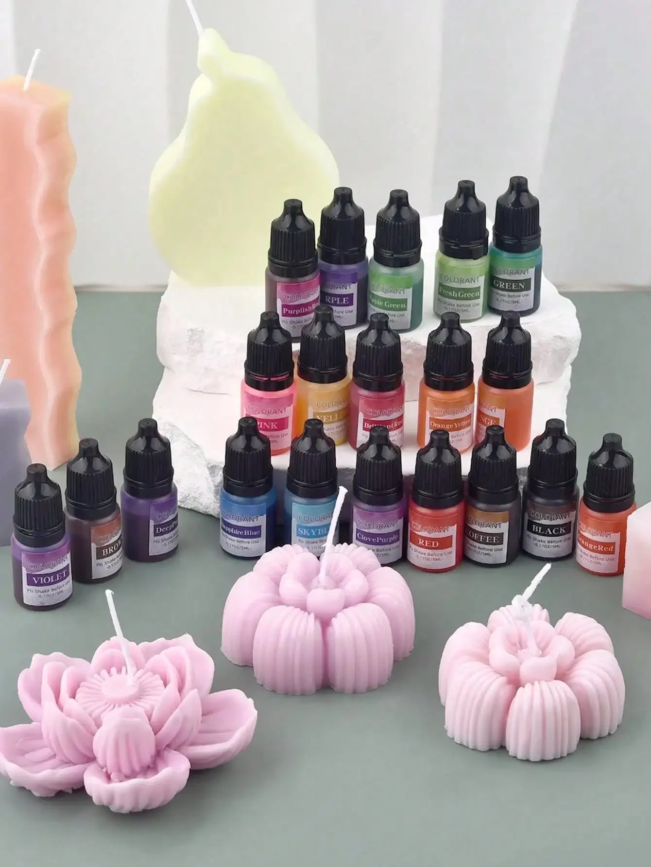 20-Color Candle Dye Set, 5ml Liquid Colorants for Soy Wax, Soap & Silicone Molds | StriveRiseFit