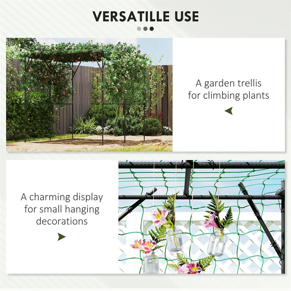 Large Tomato Cage & Climbing Plant Support | 87.8" Steel Frame, Trellis Netting, 83 Clips
