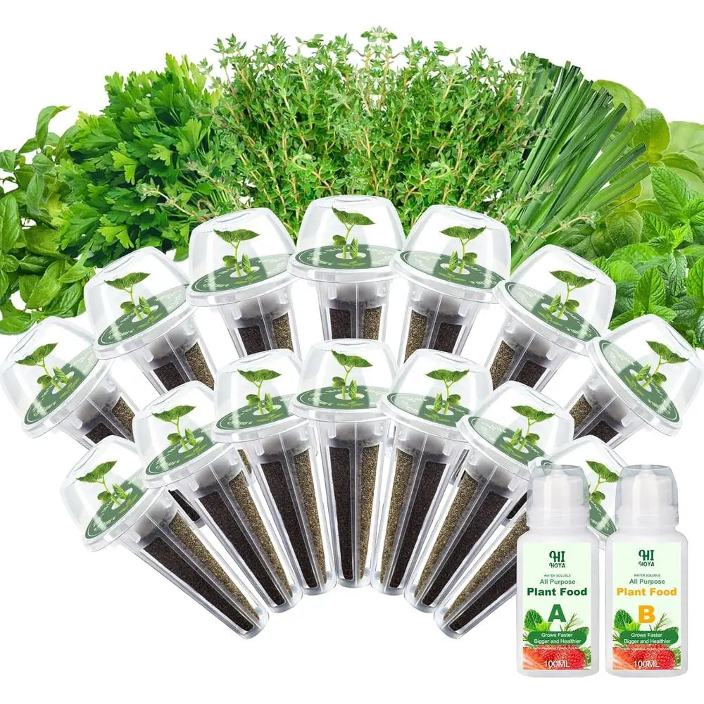 14-Pod Herb Seed Starter Kit | Basil Mint Thyme Oregano | Hydroponics Compatible | StriveRiseFit