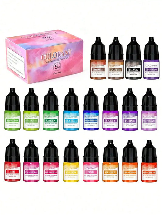 20-Color Candle Dye Set, 5ml Liquid Colorants for Soy Wax, Soap & Silicone Molds | StriveRiseFit