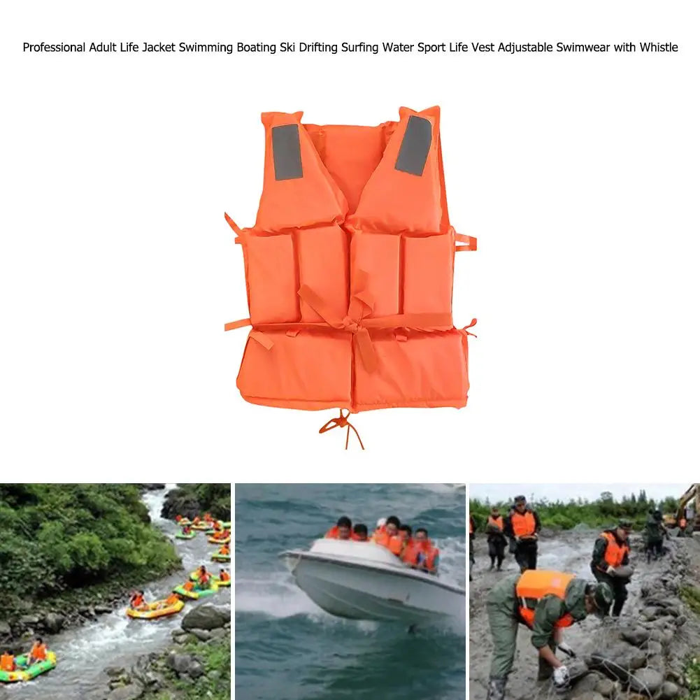 Adult Life Jacket with Whistle Boating Kayaking Drifting Safety Vest | StriveRiseFit