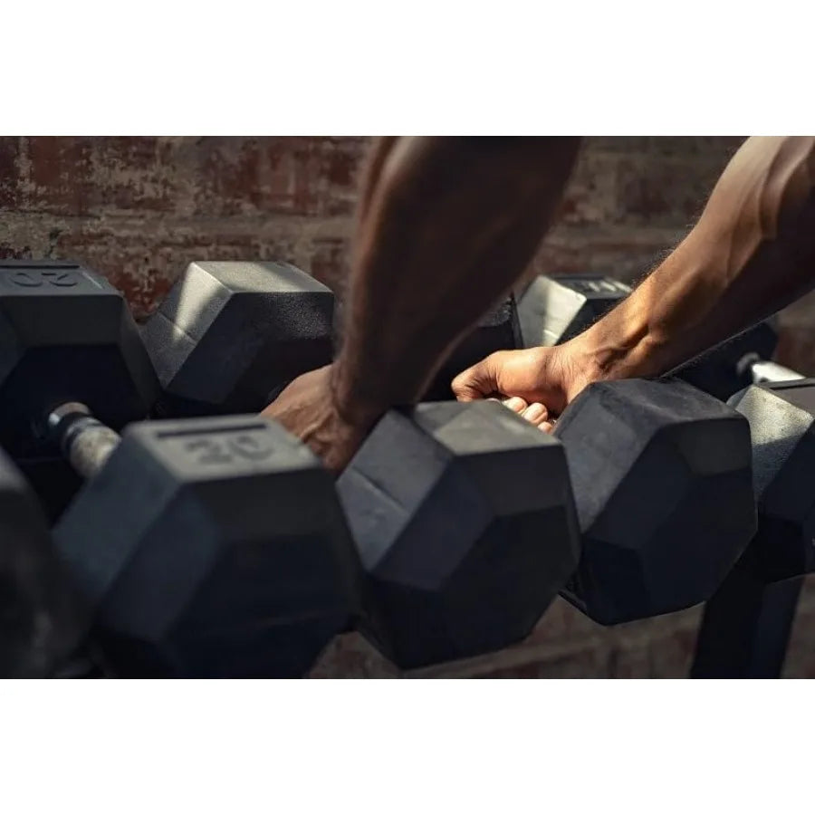 Rubber Encased Hex Dumbbell Set with Multiple Sizes for Home Gym Adjustable Weight Training Equipment with NonSlip Grip