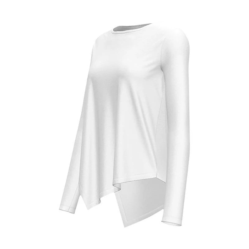 Women Yoga Long T-Shirt Round Neck Solid Color Loose Casual Sport Sunscreen Yoga Tops Fall Outdoor Riding Running Sport Yoga Top