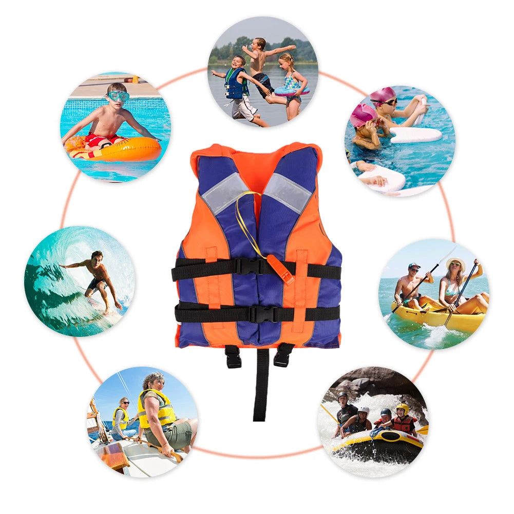 Kids Life Jacket with Whistle & Reflective Strips Adjustable Float Vest for Water Sports | StriveRiseFit