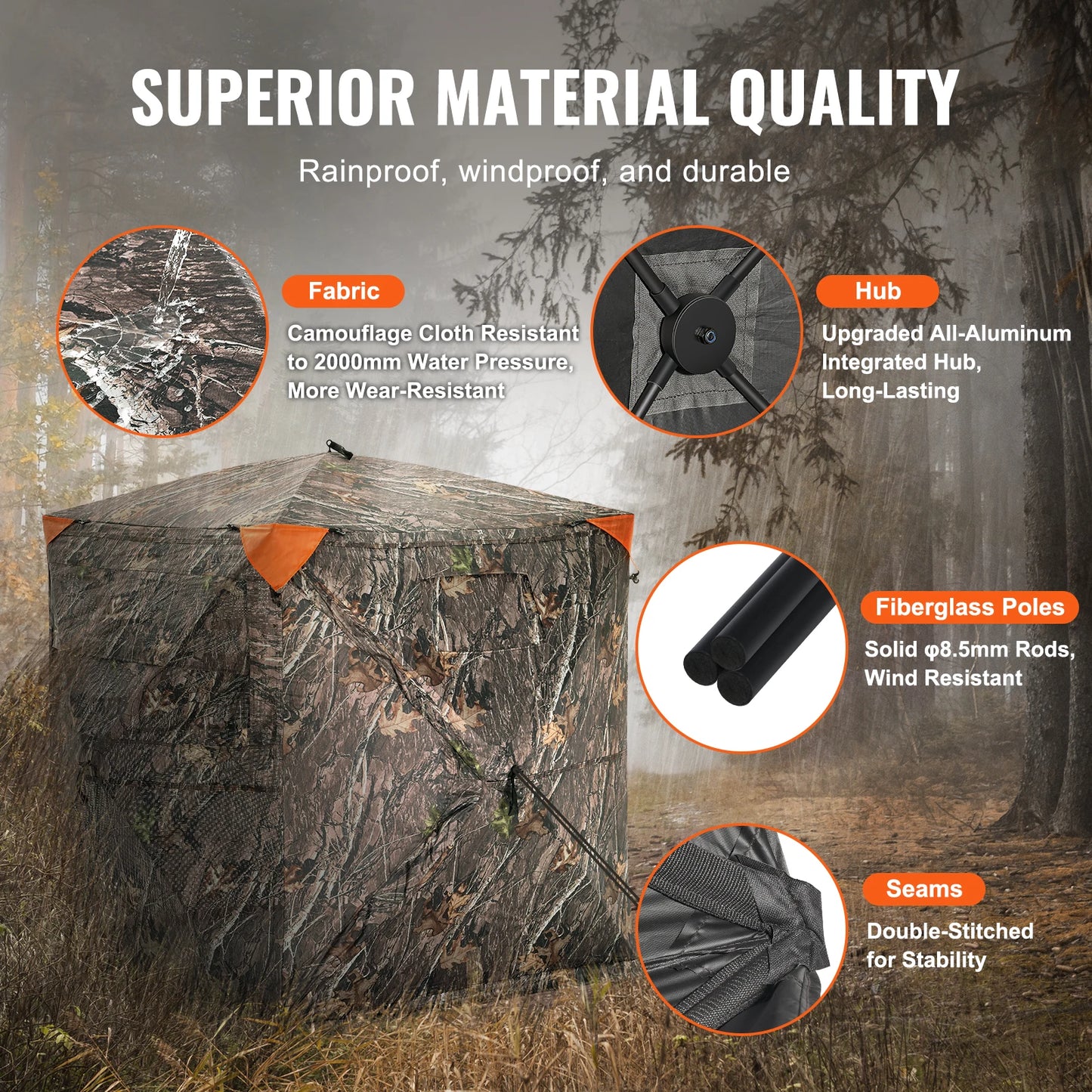 SucceBuy Pop-Up Hunting Blind | 270° See-Through Mesh, 1-2 Person, Waterproof, Turkey & Deer Hunting