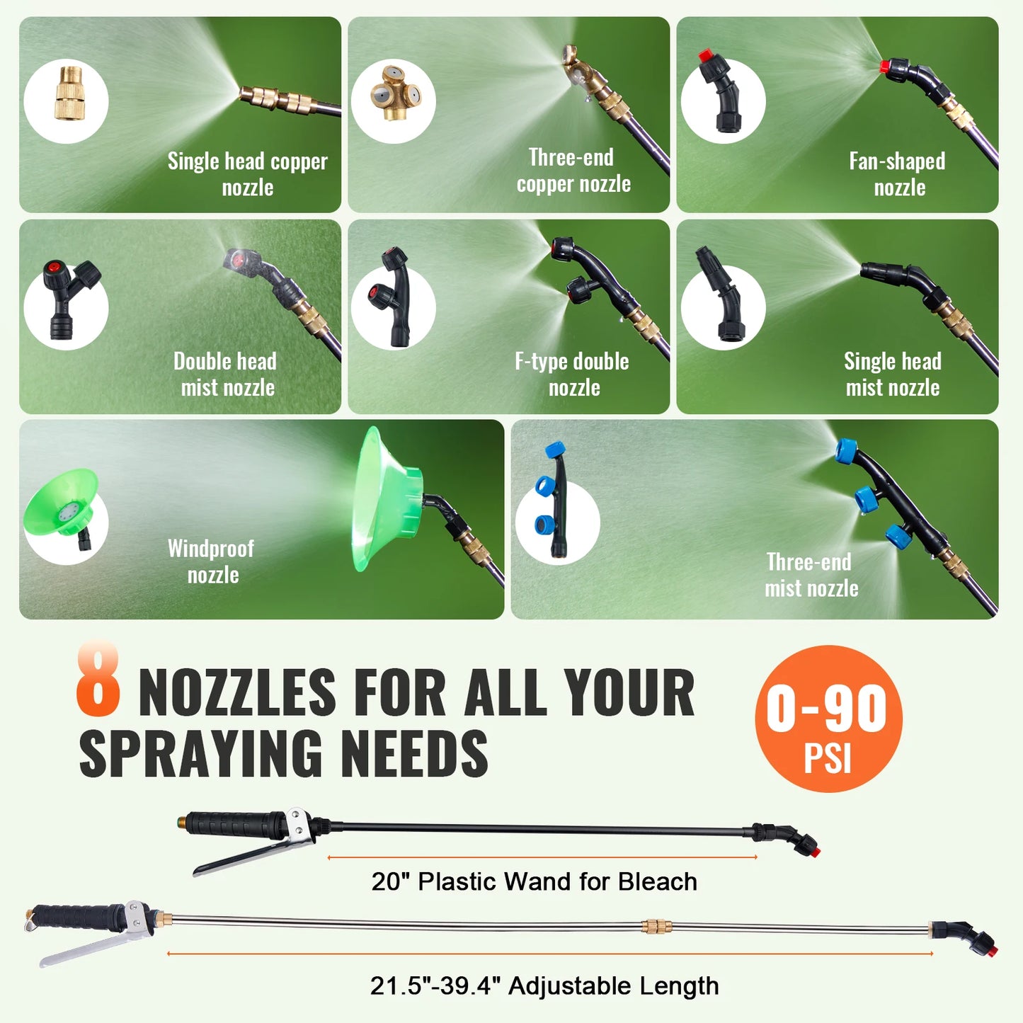 15-Gal Battery Powered Garden Sprayer on Wheels | 126ft Hose | 8 Nozzles | StriveRiseFit