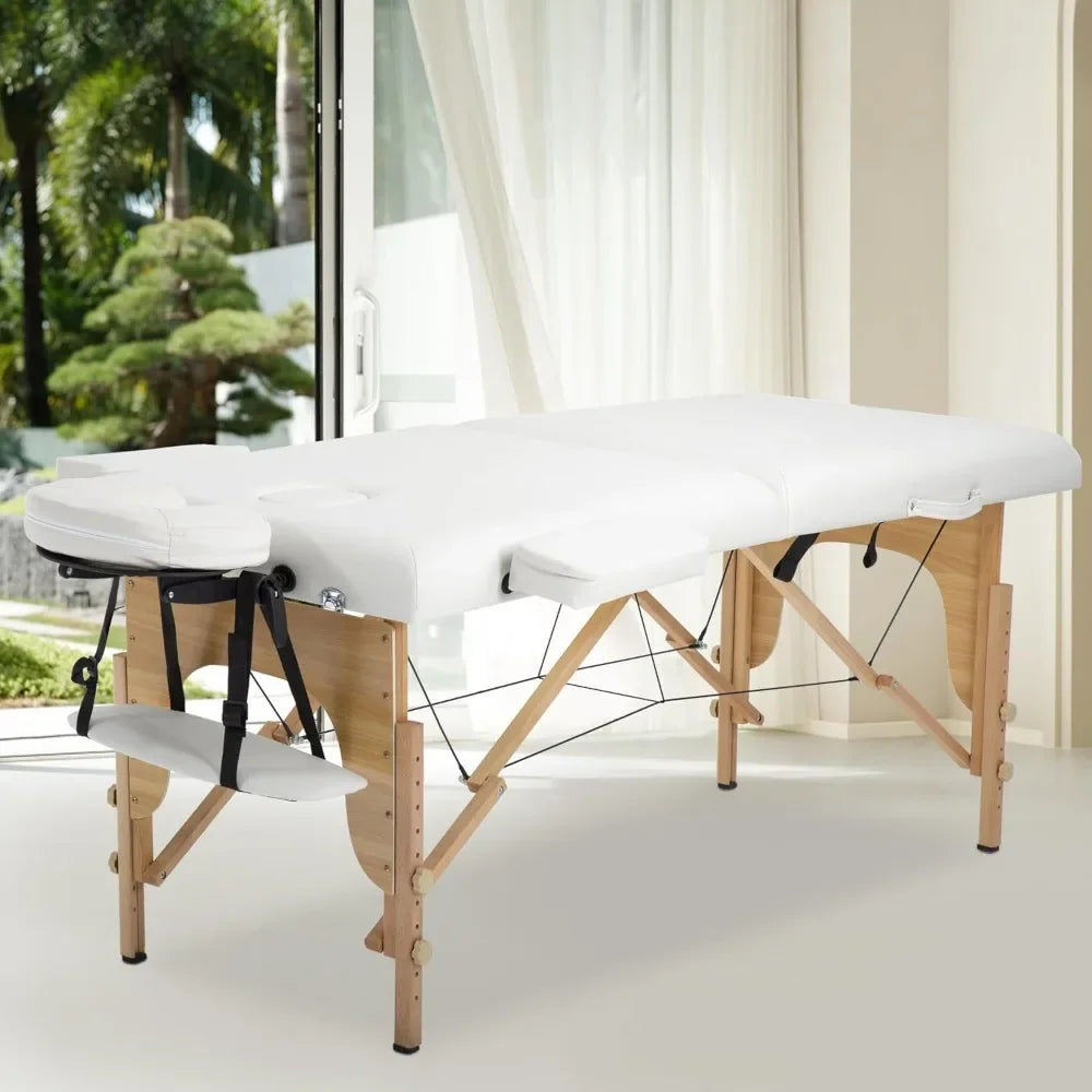 Portable Massage Table - 2 Fold Spa Bed Height Adjustable Lash Bed