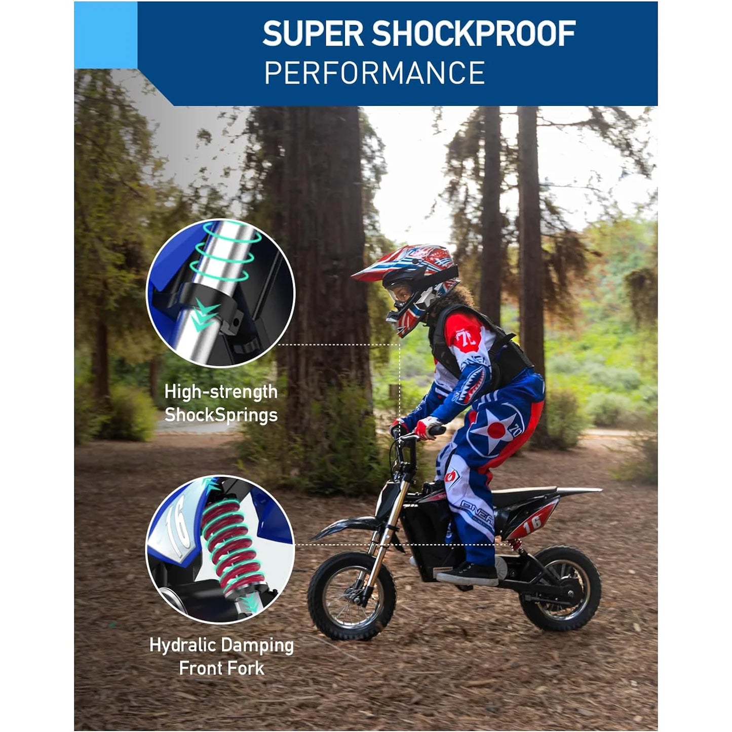 Hiboy 36V & 300W Electric Motorcycle - Up to 15.5 MPH & 13.7 Miles Long-Range, 3-Speed Modes Electric Dirt Bike for Kids Ages 3-10