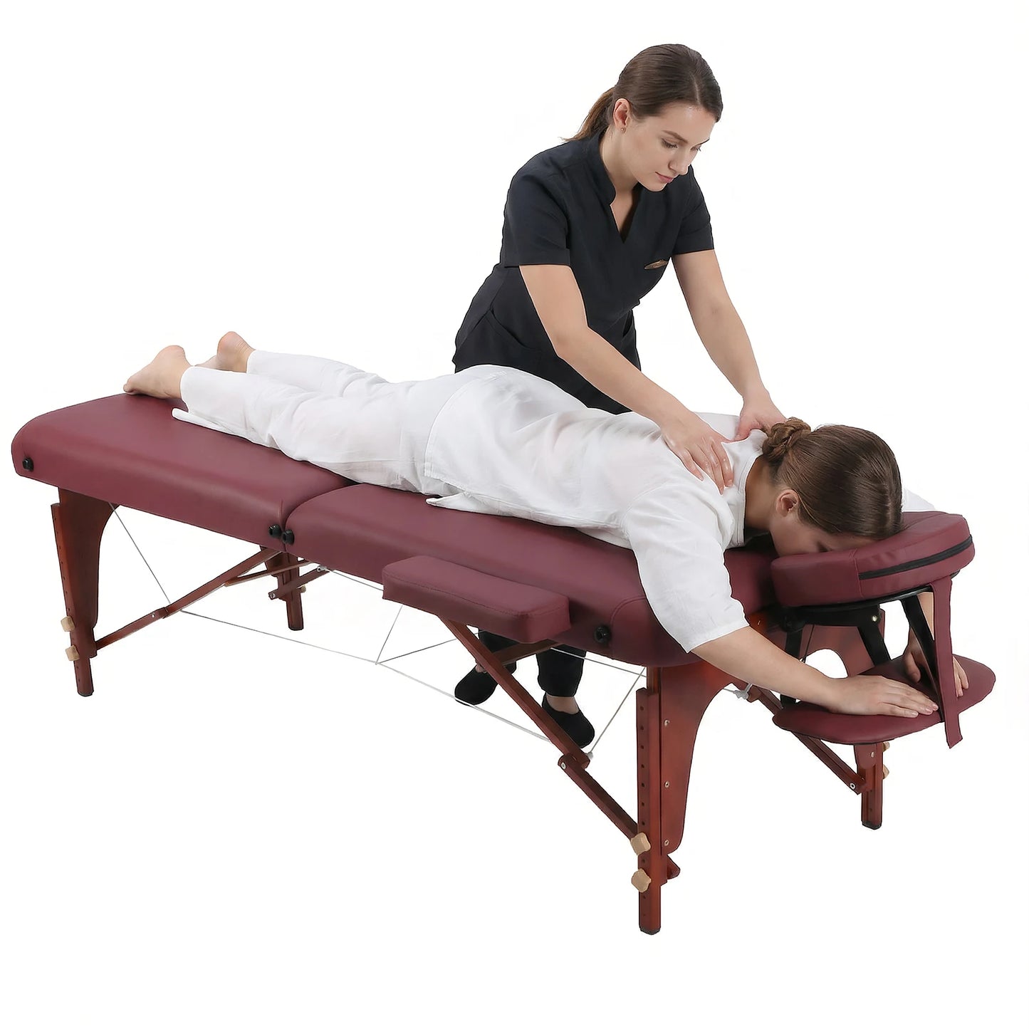 Professional Folding Massage Table | 73", 1500 lb, 4.33" Foam, Claret & Black