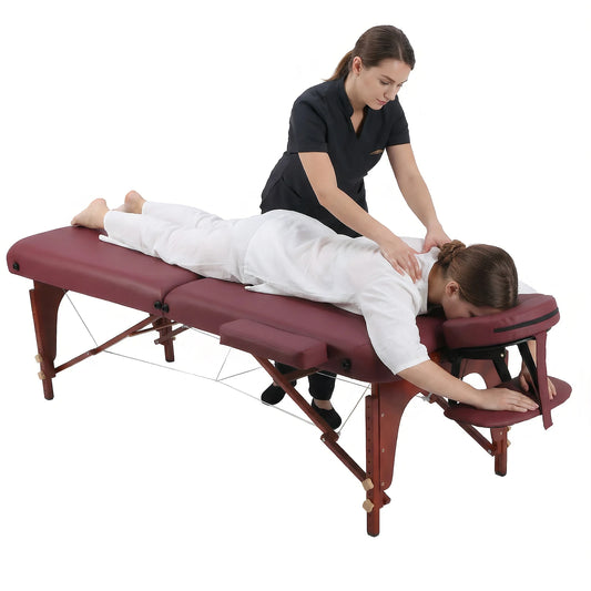 Professional Folding Massage Table | 73", 1500 lb, 4.33" Foam, Claret & Black