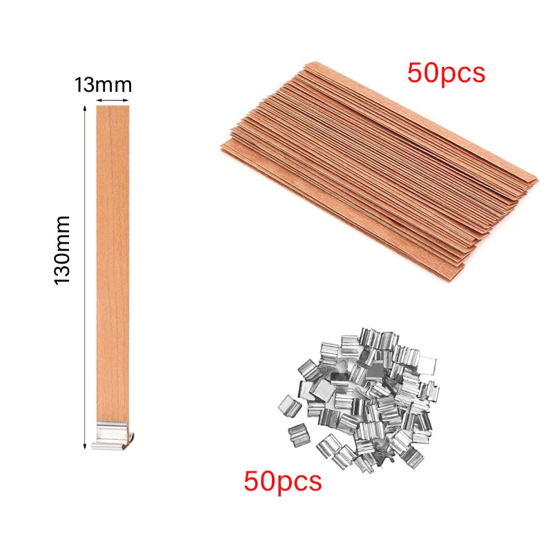 Wooden Candle Wicks with Metal Clip Base, 30 & 50-Pack | StriveRiseFit