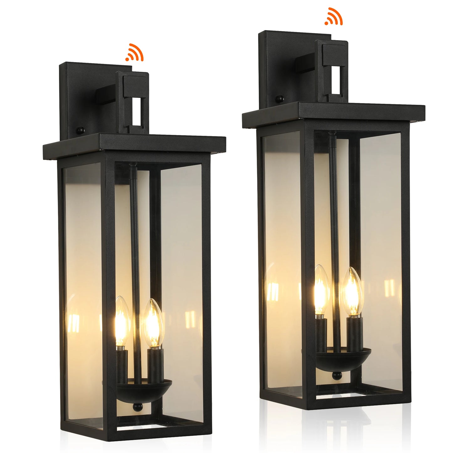 22" Outdoor Wall Lantern | Dusk to Dawn | Matte Black | IP65 | 2-Light | StriveRiseFit