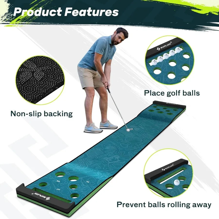 Golf Putting Mat, Adjustable Slope, Indoor & Outdoor Practice with Pong Game Mode | StriveRiseFit