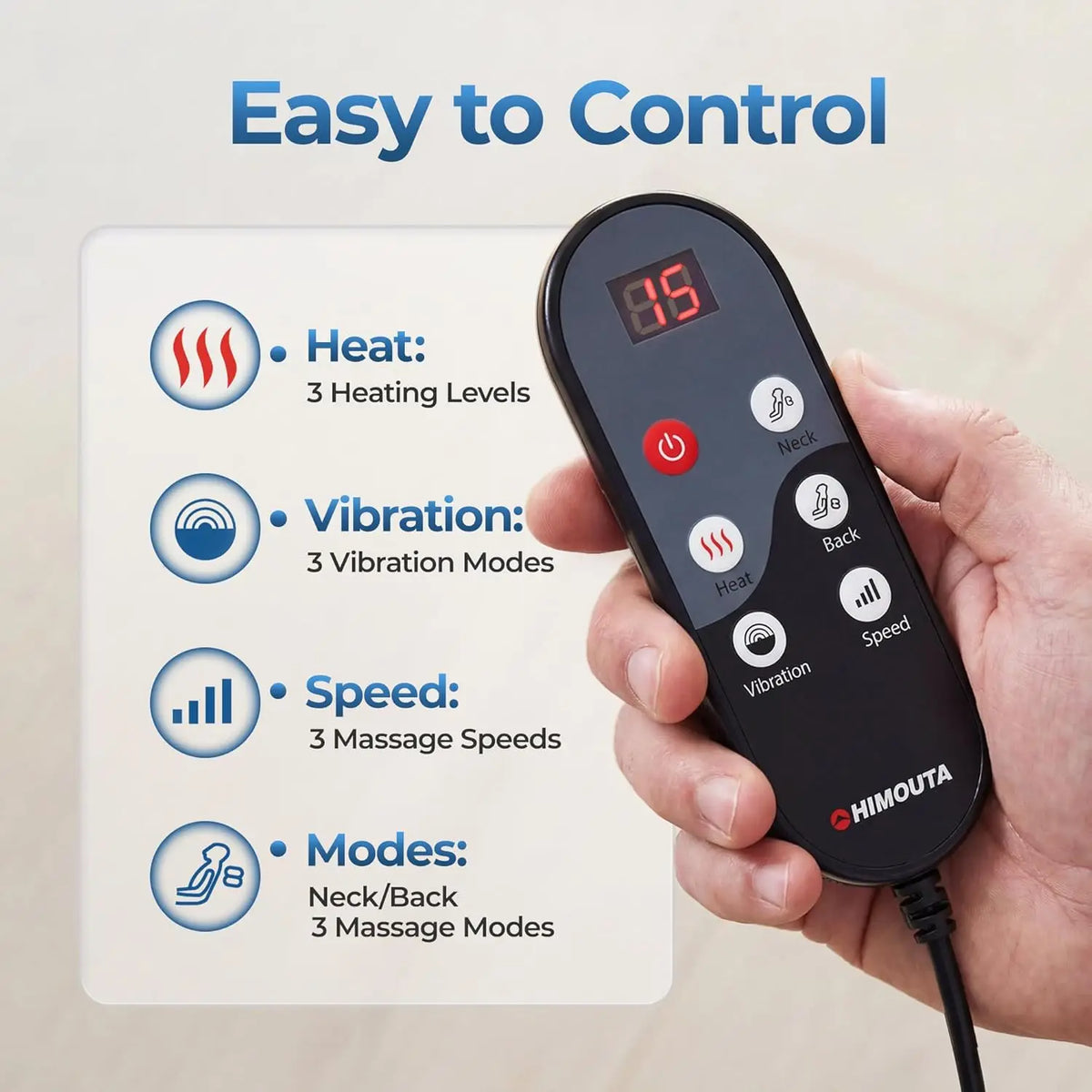 3-in-1 Shiatsu Neck & Back Massage Cushion with Heat 4D Kneading | StriveRiseFit