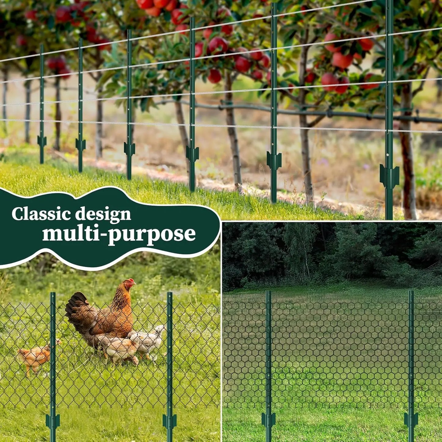 Heavy-Duty Metal U-Post Garden Fence Stakes | 4 ft | No-Dig | StriveRiseFit