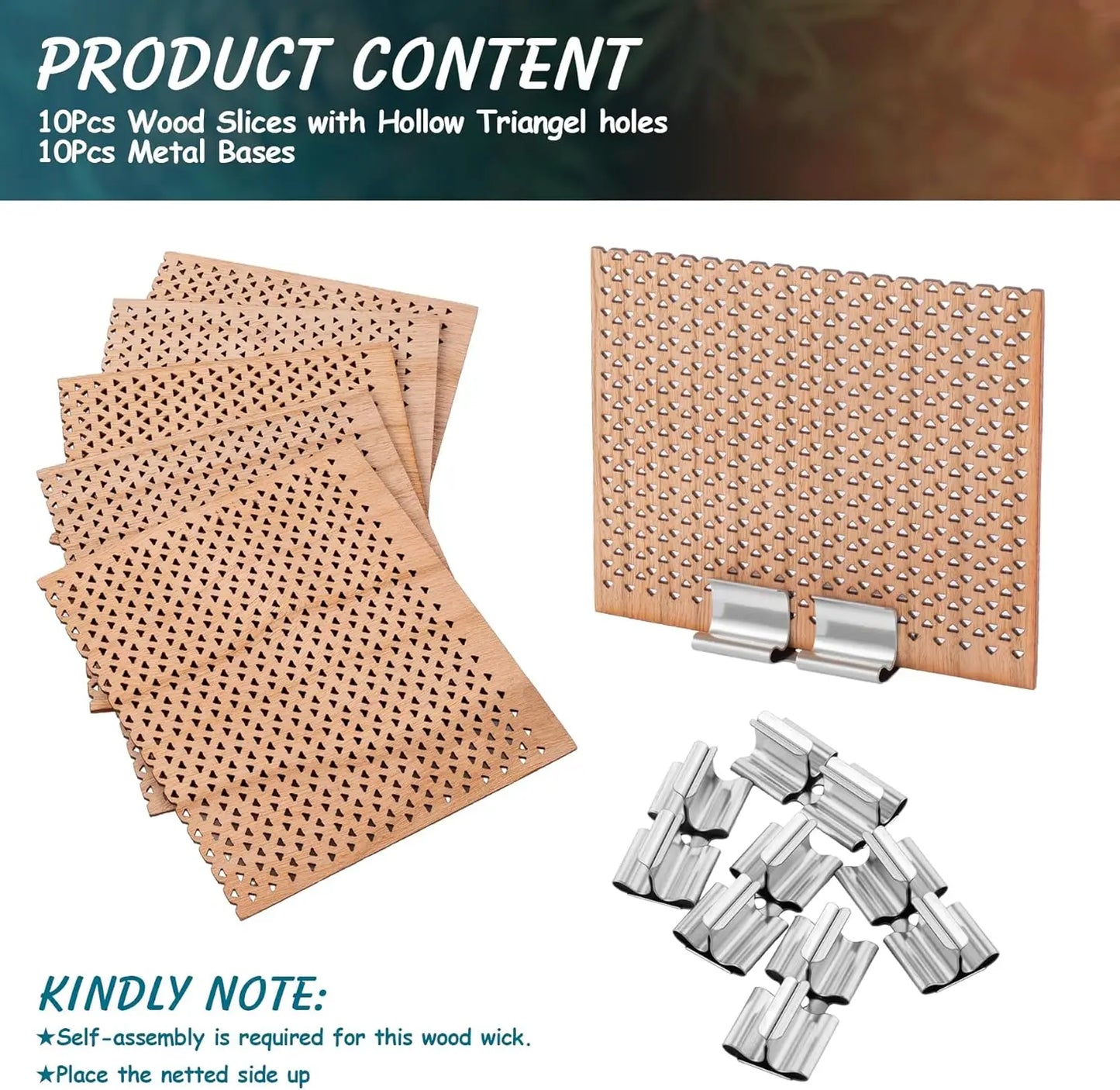 Large Wood Candle Wicks with Iron Stands, 6-Pack, 2.7x2.4" Grid Design | StriveRiseFit