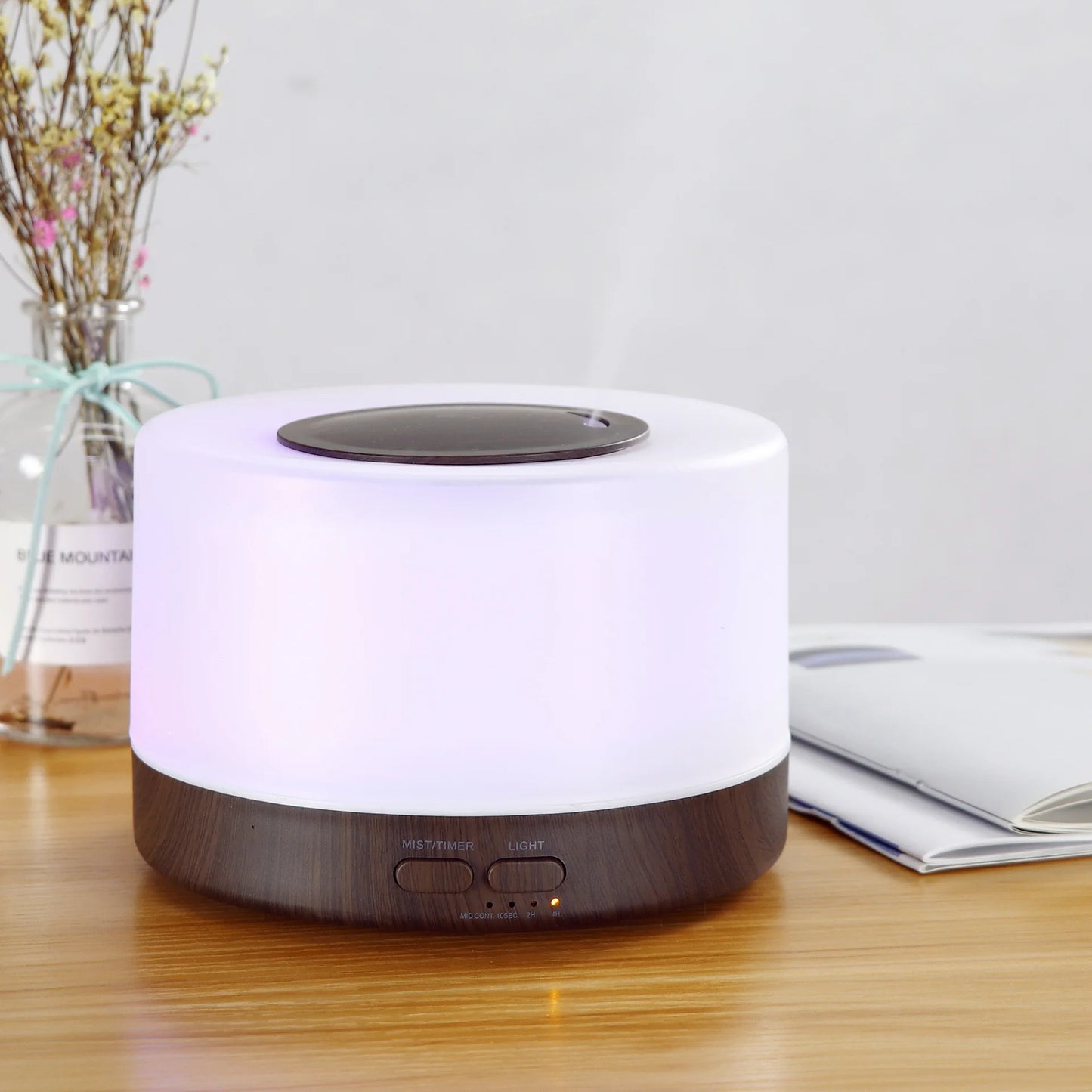 2-Pack 500ml Wood Grain Aroma Diffuser with Remote 7-Color LED & 12 Essential Oils | StriveRiseFit
