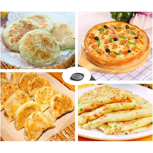 Cast Iron Round Frying Pan 35cm - Double Handle Grill for Pizza & Pancakes | StriveRiseFit