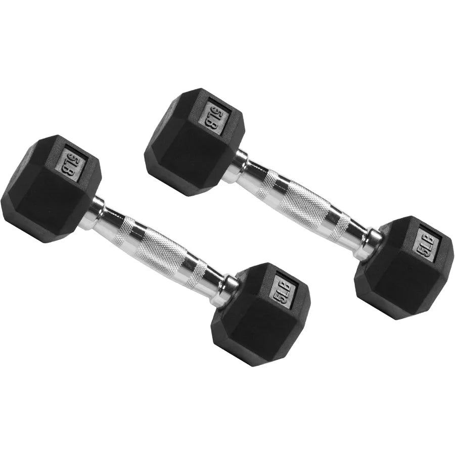 Rubber Encased Hex Dumbbell Set with Multiple Sizes for Home Gym Adjustable Weight Training Equipment with NonSlip Grip