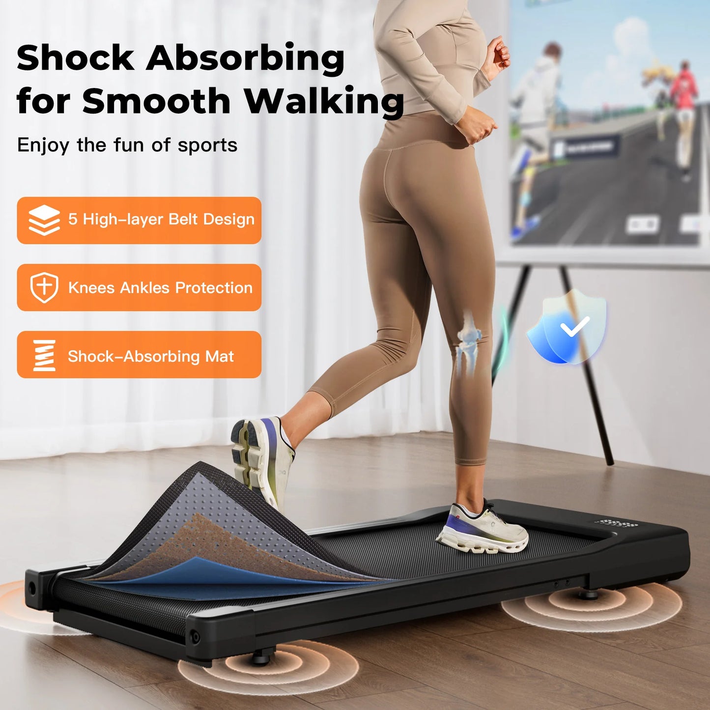Walking Pad Under Desk Treadmill 2 in 1 Portable Treadmill with Remote Control LED Display 2.5HP Walkingpad for Home & Office