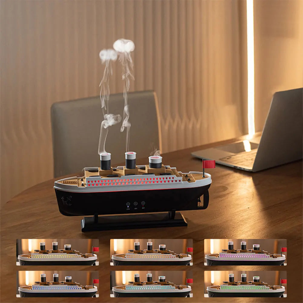 Ocean Liner Aroma Air Humidifier with Remote Control ~ Essential Oil Diffuser ~ Auto Shut-Off ~ Night Light ~ 250ml