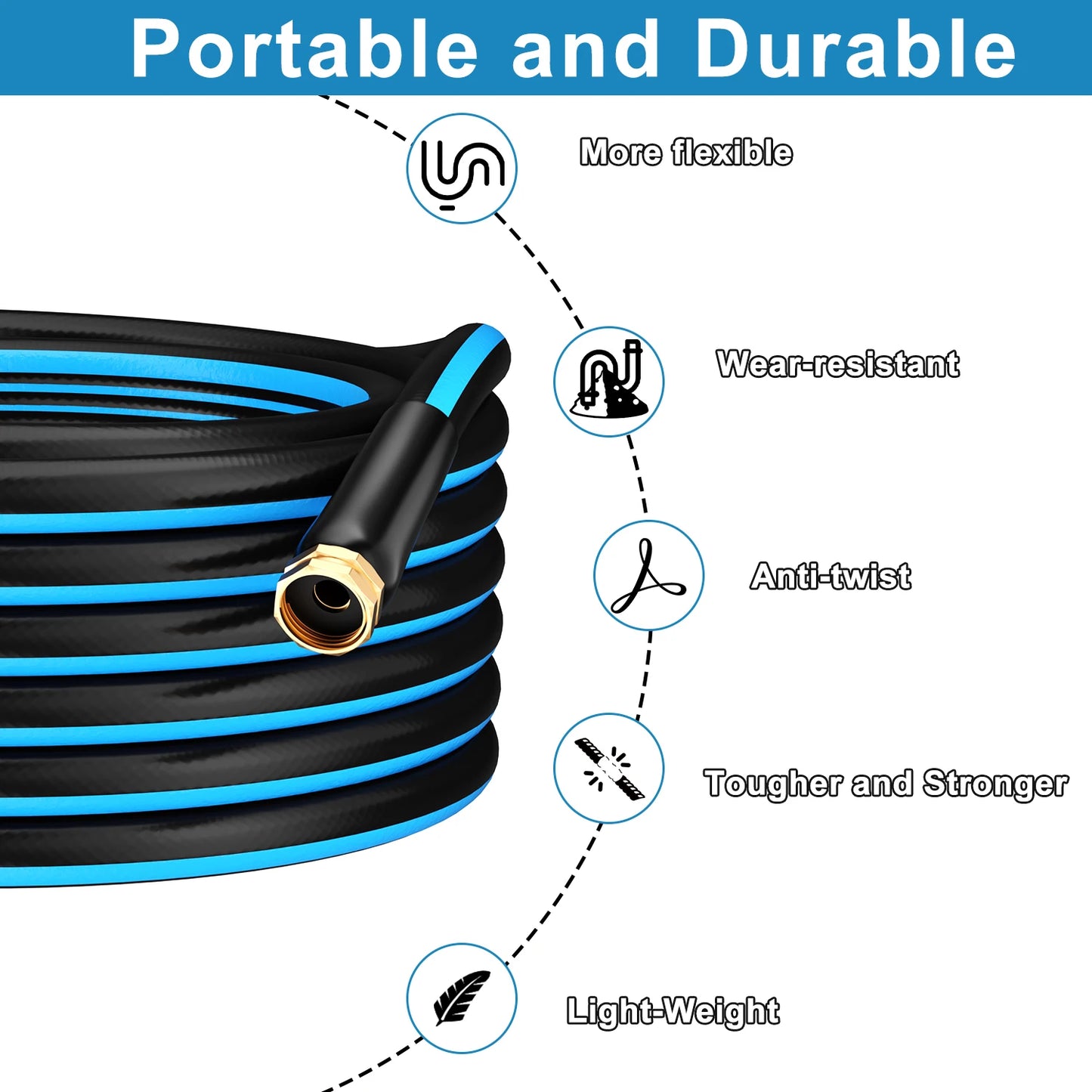 GardenJoy Heavy-Duty PVC Garden Hose | 5/8" | 25–100 ft | Kink-Free | Brass Connectors