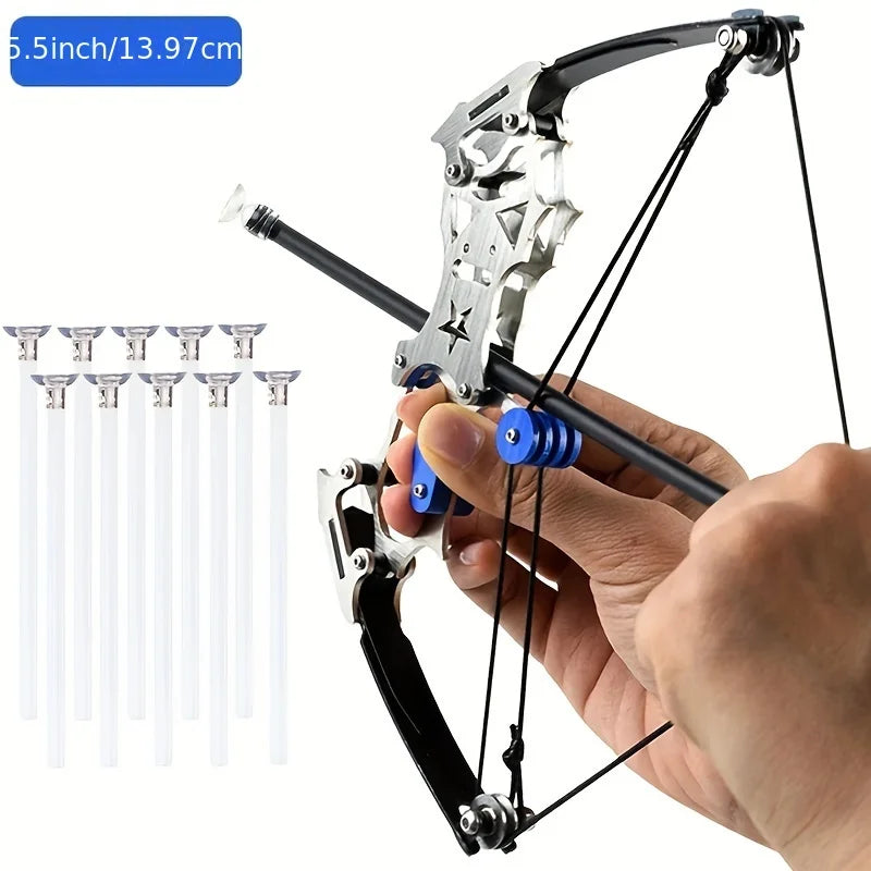 Mini Compound Bow & Arrow Set - Stainless Steel, Left/Right Hand, 5.5" or 9.8"