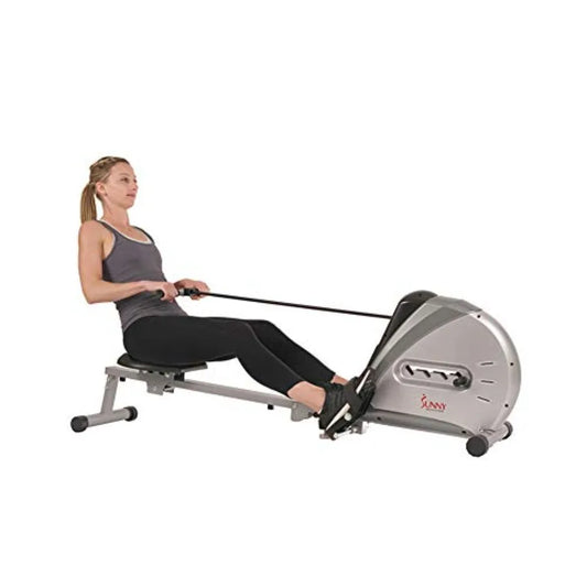 Rowing Machine Rower Ergometer with Digital Monitor, Inclined Slide Rail, 220 LB Max Weight and Foldable