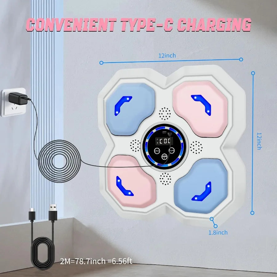WallMounted Music Boxing Machine with LED Electronic Focus Training for Teens and Adults Interactive Workout Equipment with Glo