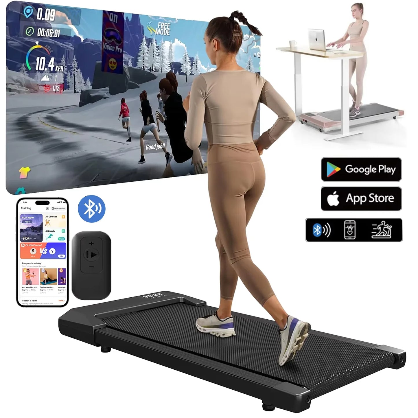 300lbs Treadmill for Home 2.5HP Treadmills Walking Pad LCD Digital Data Display 2 in1 Walking Running Fitness Exercise Machine