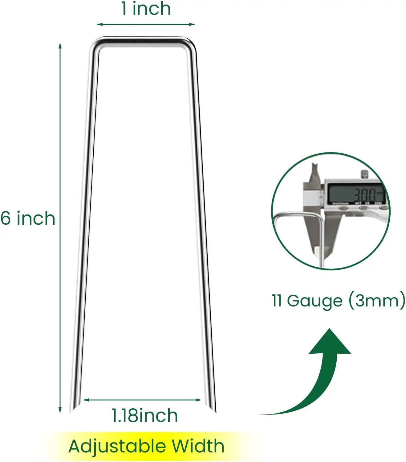 Galvanized Garden Landscape Staples | 6" Heavy-Duty U-Pins | 10-Pack | Weed Fabric, Turf & Netting