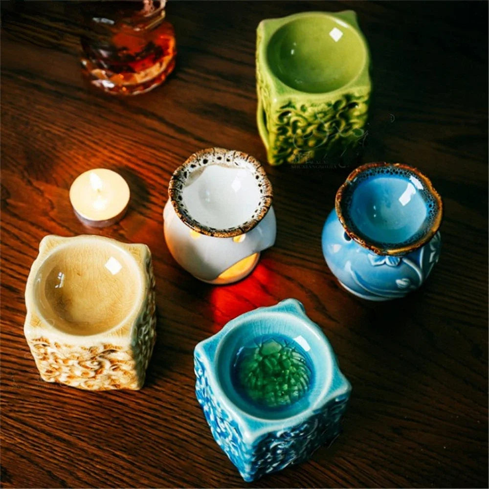 Ceramic Essential Oil Burner Aroma Lamp Retro Crackle Glaze | StriveRiseFit