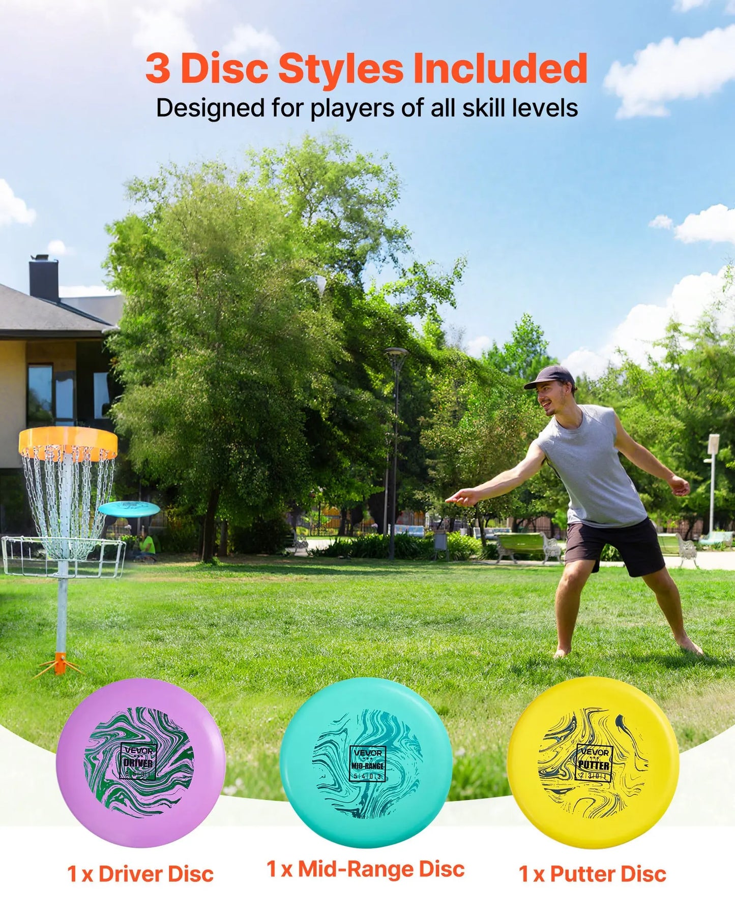 3-Pack Disc Golf Starter Set with Putter, Mid-Range & Driver | StriveRiseFit