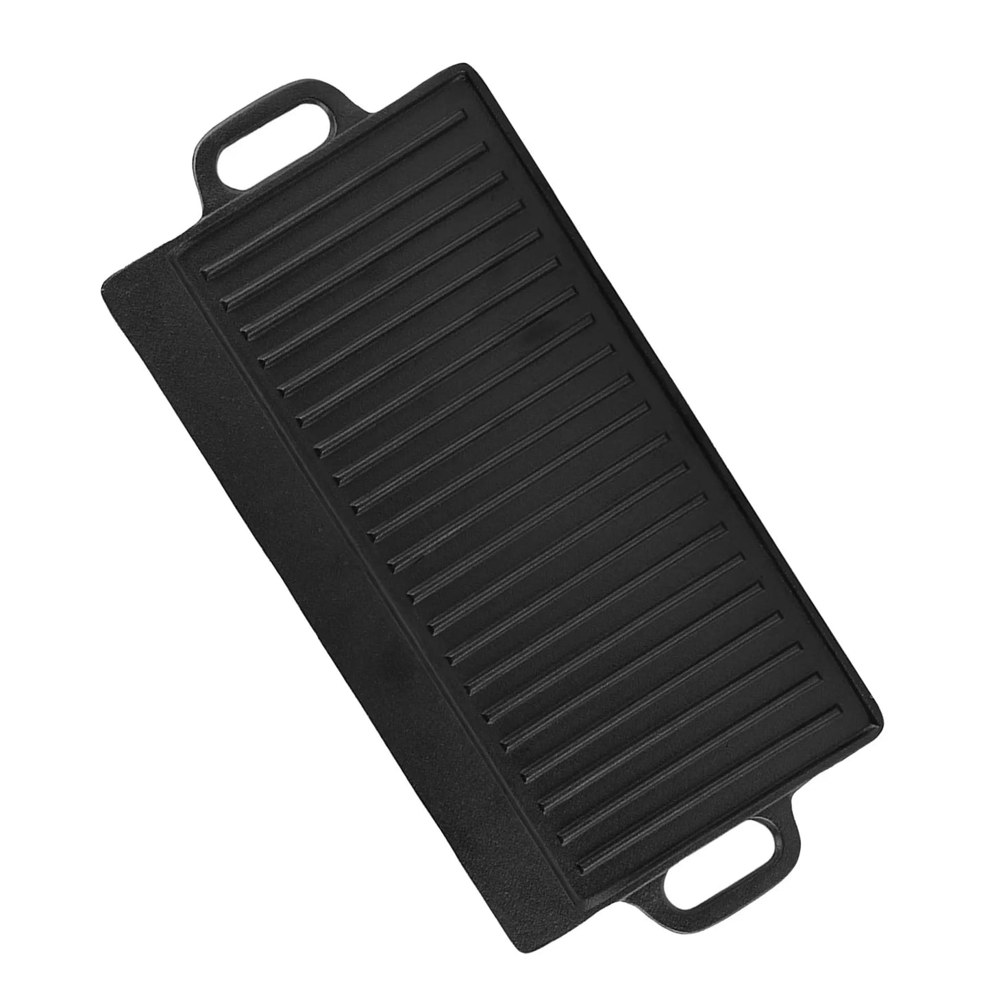 Rectangular Double-Sided Cast Iron Pan | Reversible Grill & Griddle for Stovetop & Campfire