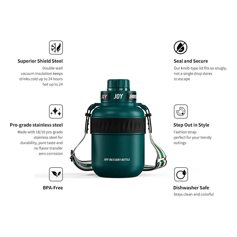 Stainless Steel Water Bottle 48oz - Leakproof Double Insulated | StriveRiseFit