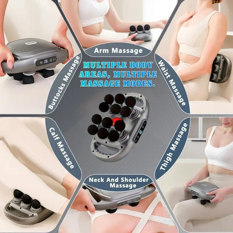 12-Head Deep Tissue Massage Gun | Silent Handheld Percussive Massager | StriveRiseFit